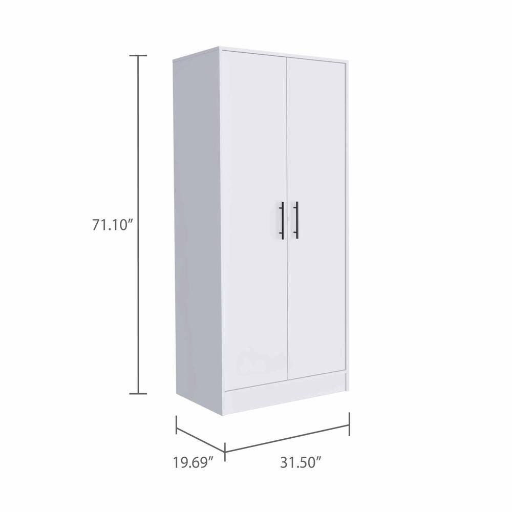 71" White Tall Two Door Closet. Picture 5