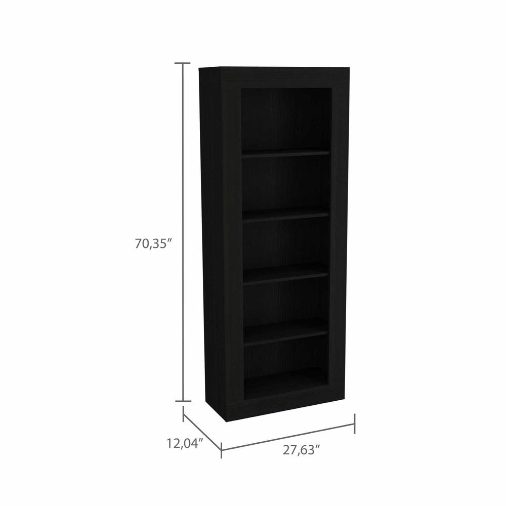 70" Black Wengue Five Tier Standard Bookcase. Picture 7