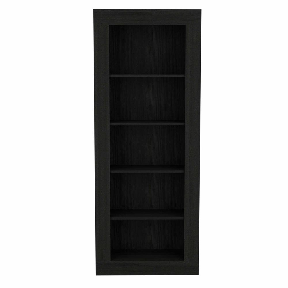 70" Black Wengue Five Tier Standard Bookcase. Picture 3