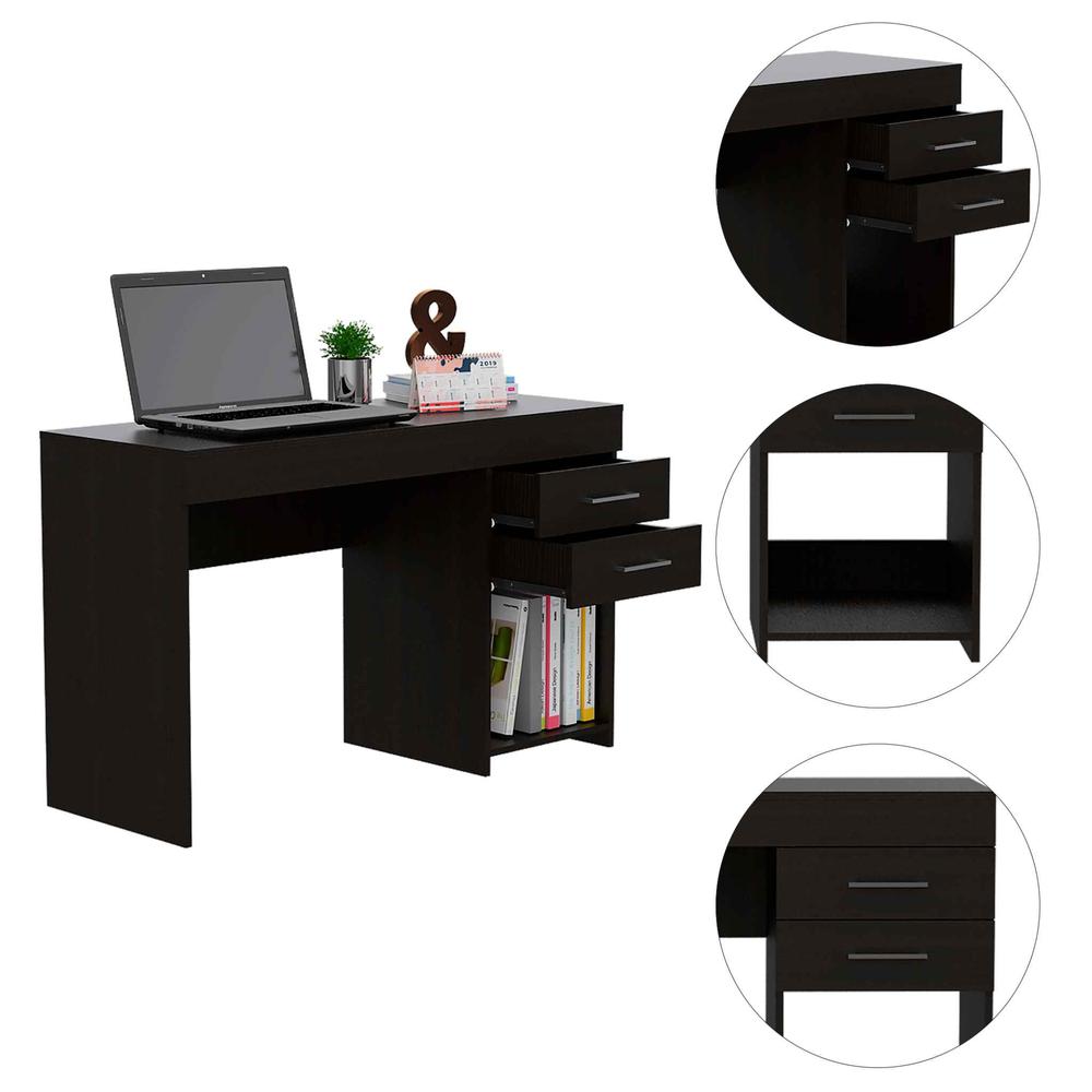 Deon Black Two Drawer Computer Desk. Picture 4