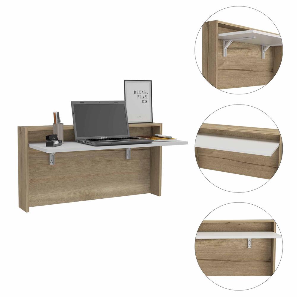 Mod White and Natural Folding Floating Desk. Picture 4