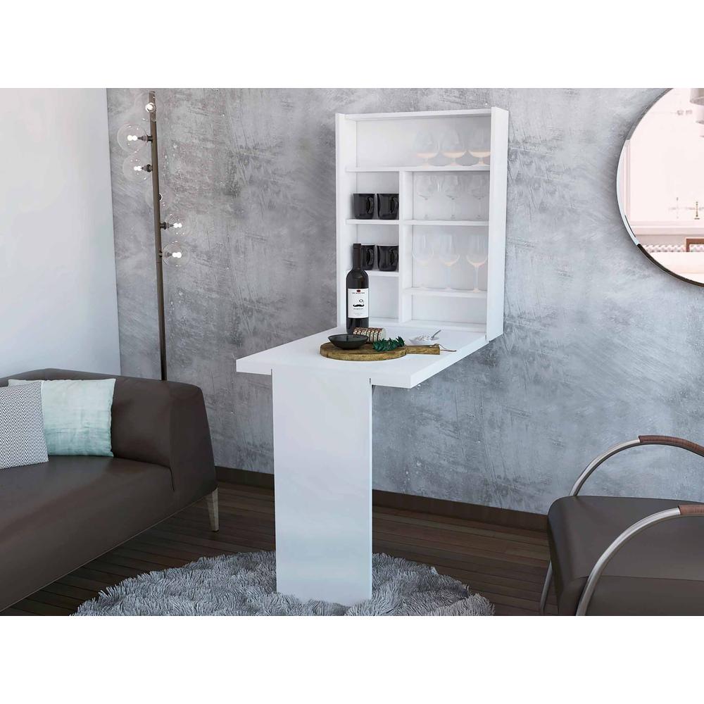 Modern White Retractable Desk or Bar Cabinet. Picture 3