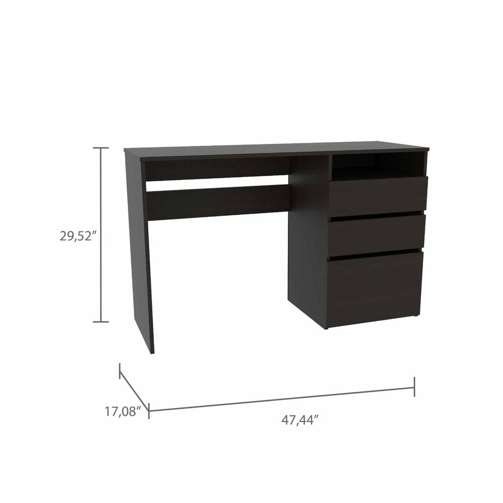 Echo Black, Computer Desk with Three Drawers. Picture 2