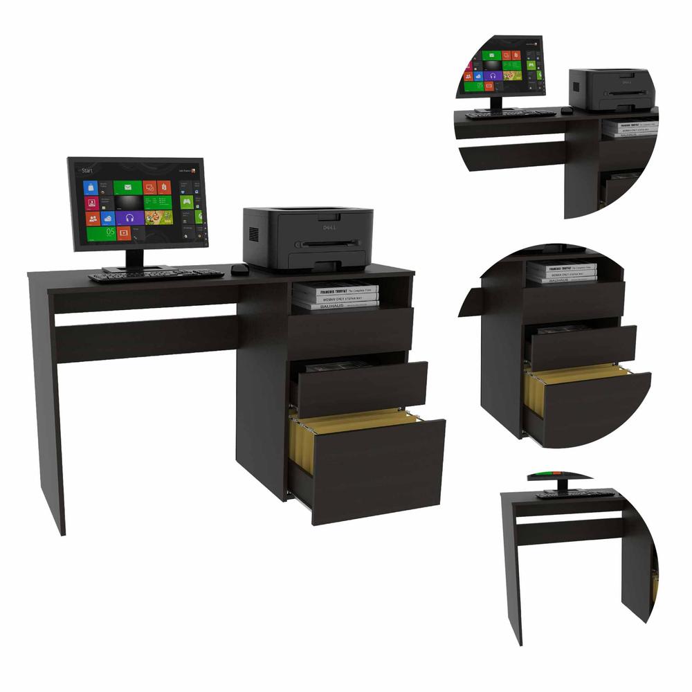 Echo Black, Computer Desk with Three Drawers. Picture 4