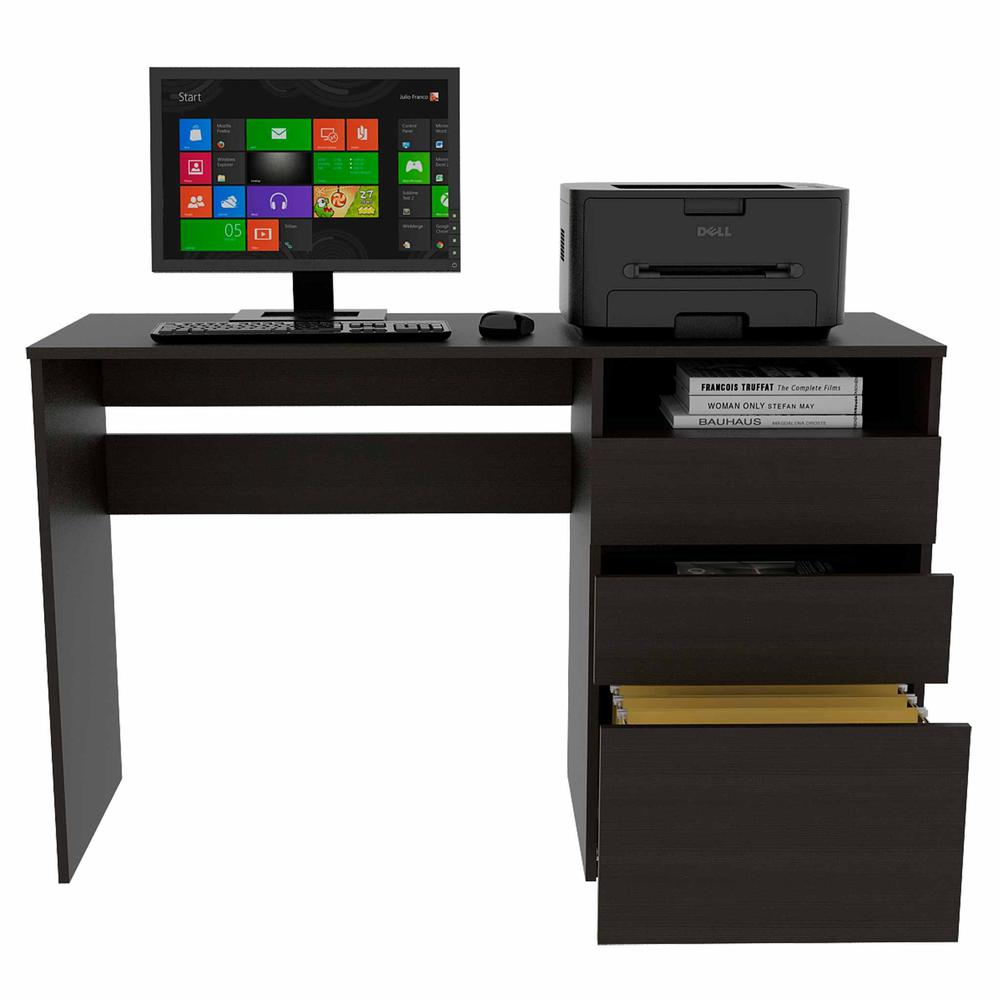 Echo Black, Computer Desk with Three Drawers. Picture 5