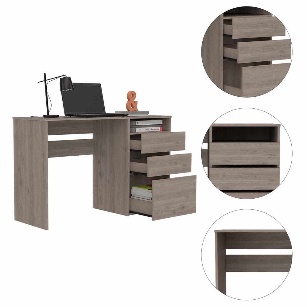 Echo Light Gray Computer Desk with Three Drawers. Picture 4