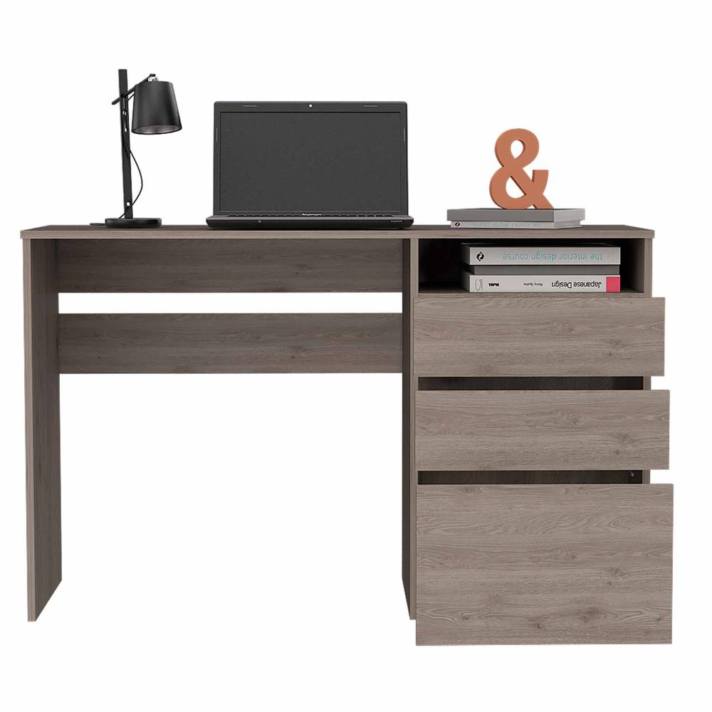Echo Light Gray Computer Desk with Three Drawers. Picture 5
