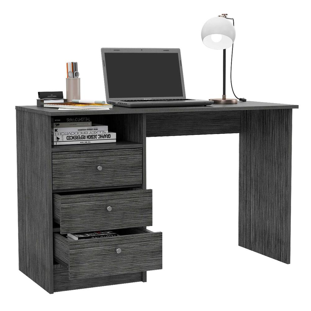 Torino Gray Oak Three Drawer Computer Desk. Picture 2