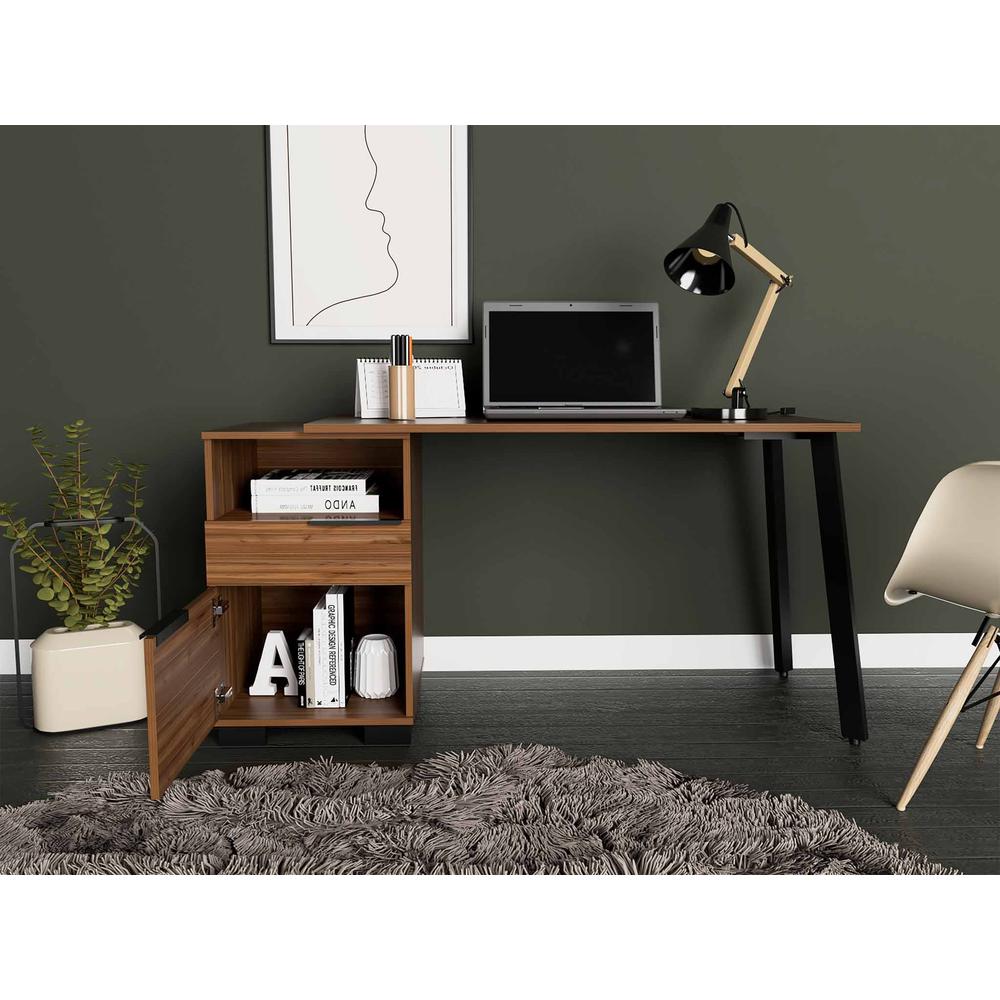 Contempo Flair Mahogany and Black Office Desk. Picture 4