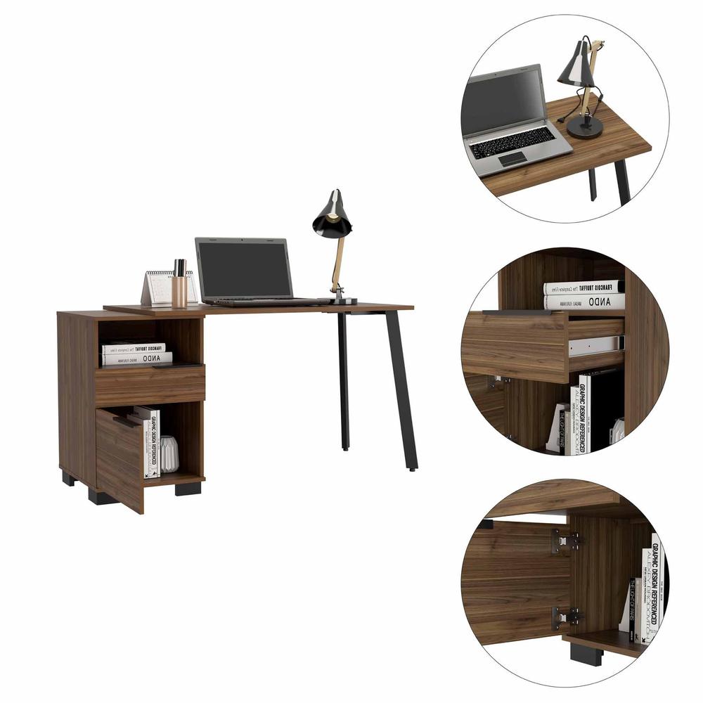 Contempo Flair Mahogany and Black Office Desk. Picture 1