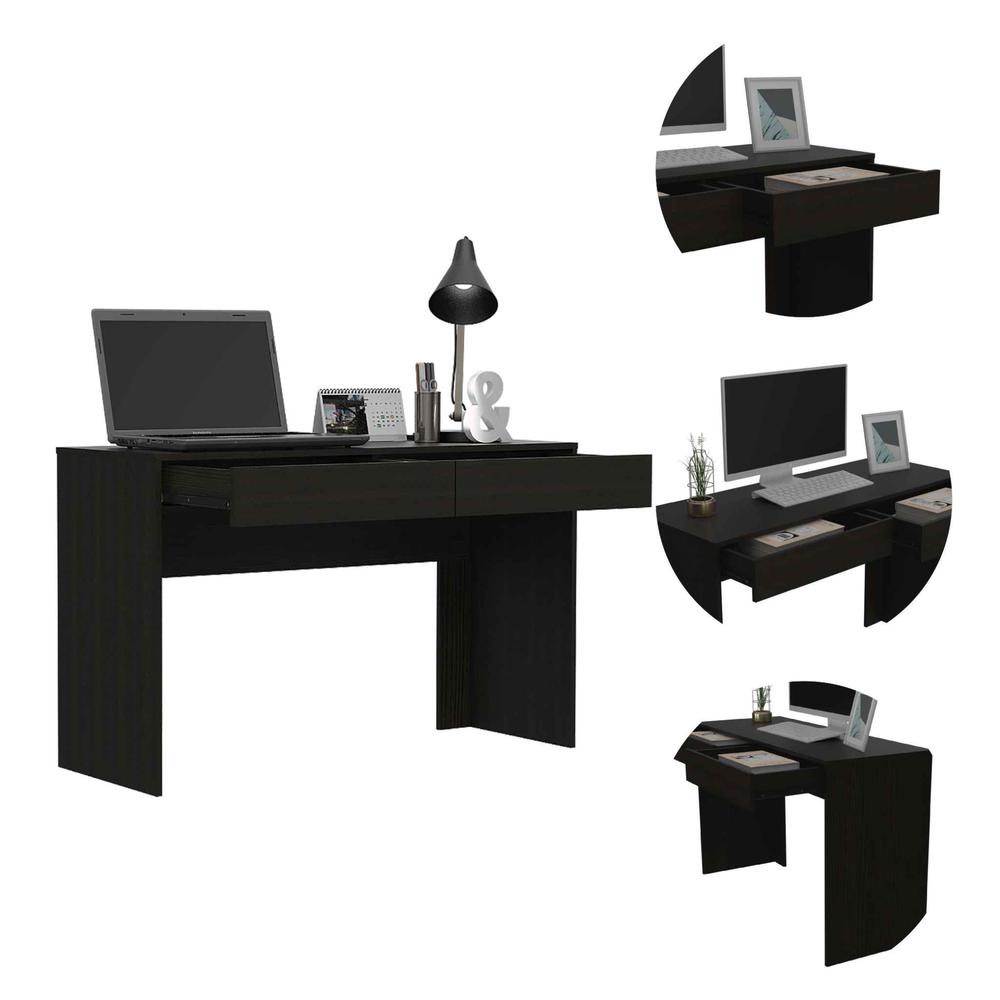 Clio Black Computer Desk with Two Drawers. Picture 4