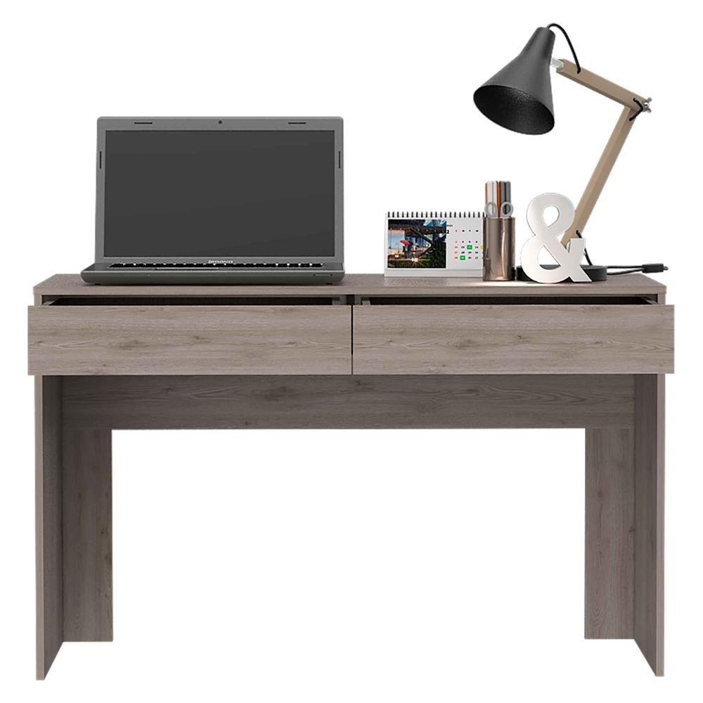 Clio Light Gray Computer Desk with Two Drawers. Picture 5
