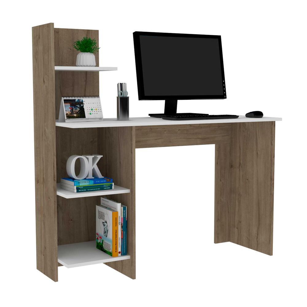 Modern Natural and White Computer Desk. Picture 5