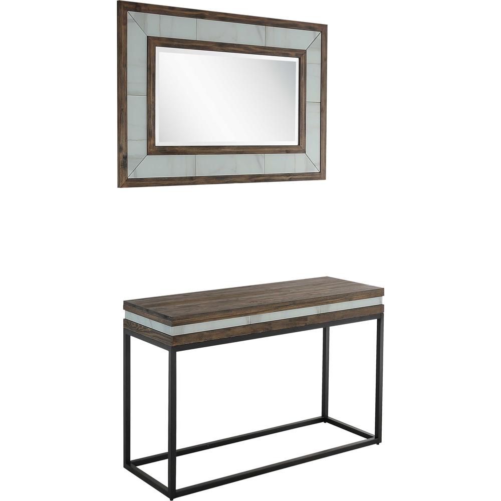 Set of Two 47" Brown and Black Frame Console Table. Picture 2