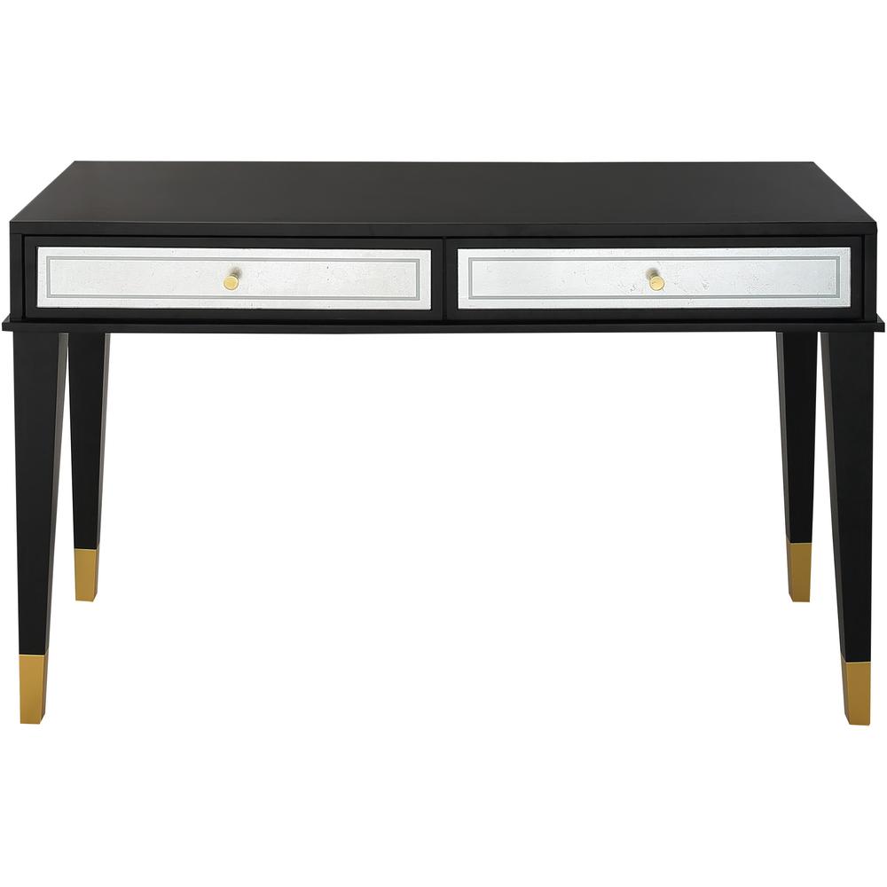 47" Black and Black and Gold Console Table With Storage. Picture 1