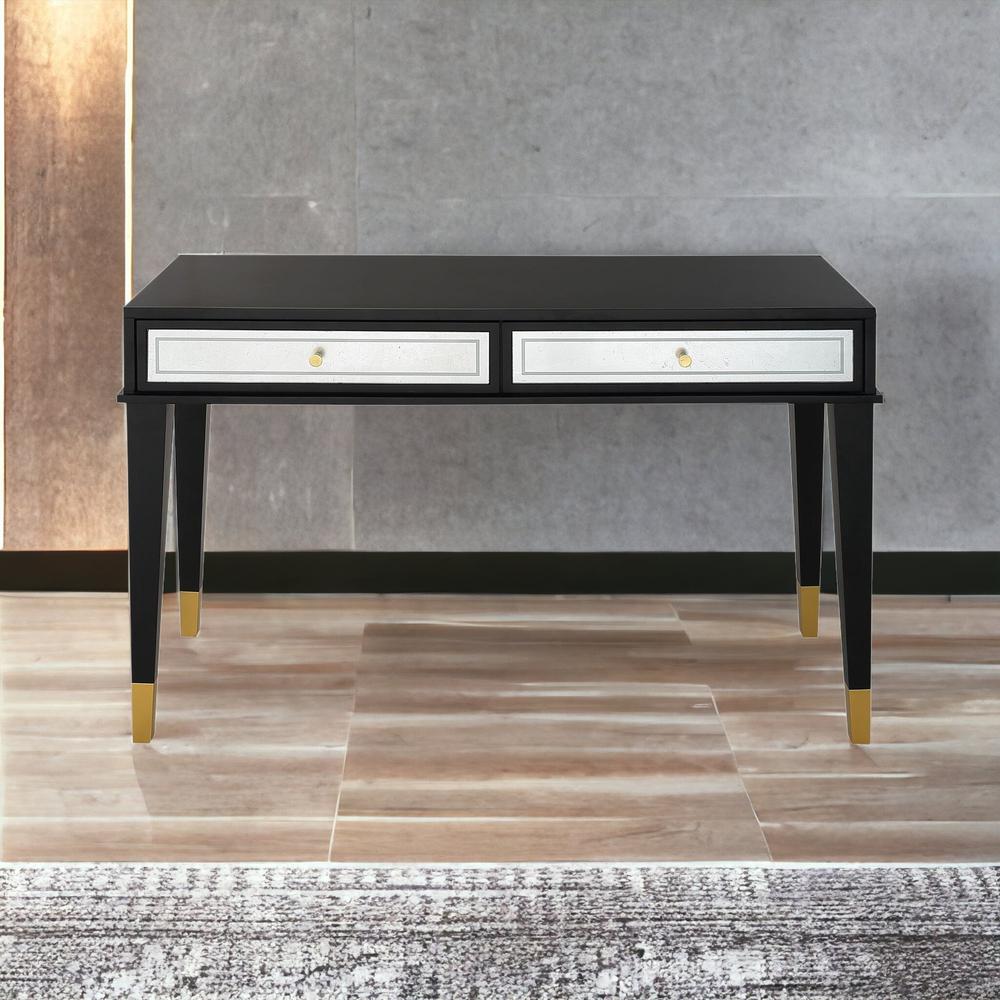 47" Black and Black and Gold Console Table With Storage. Picture 5