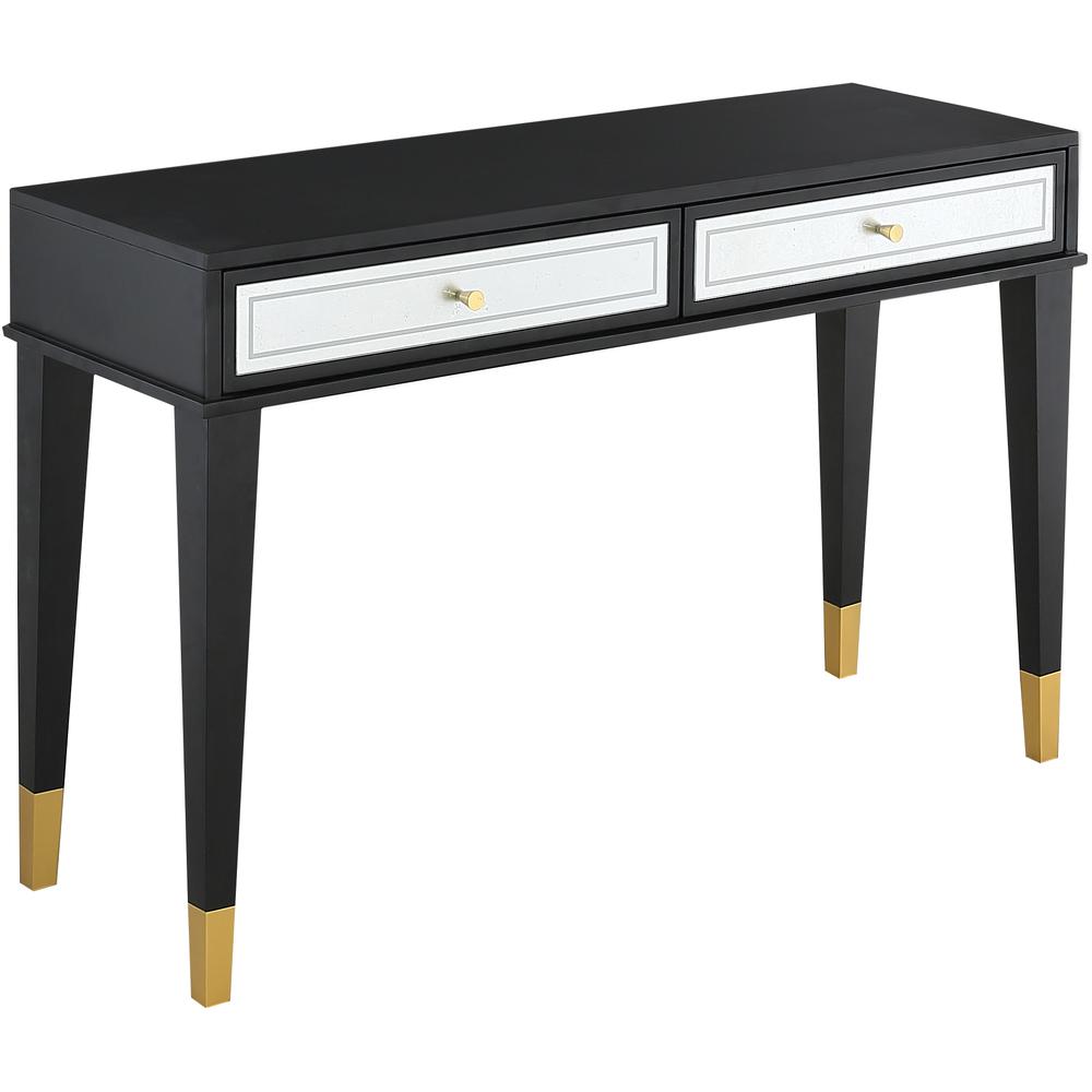 47" Black and Black and Gold Console Table With Storage. Picture 2