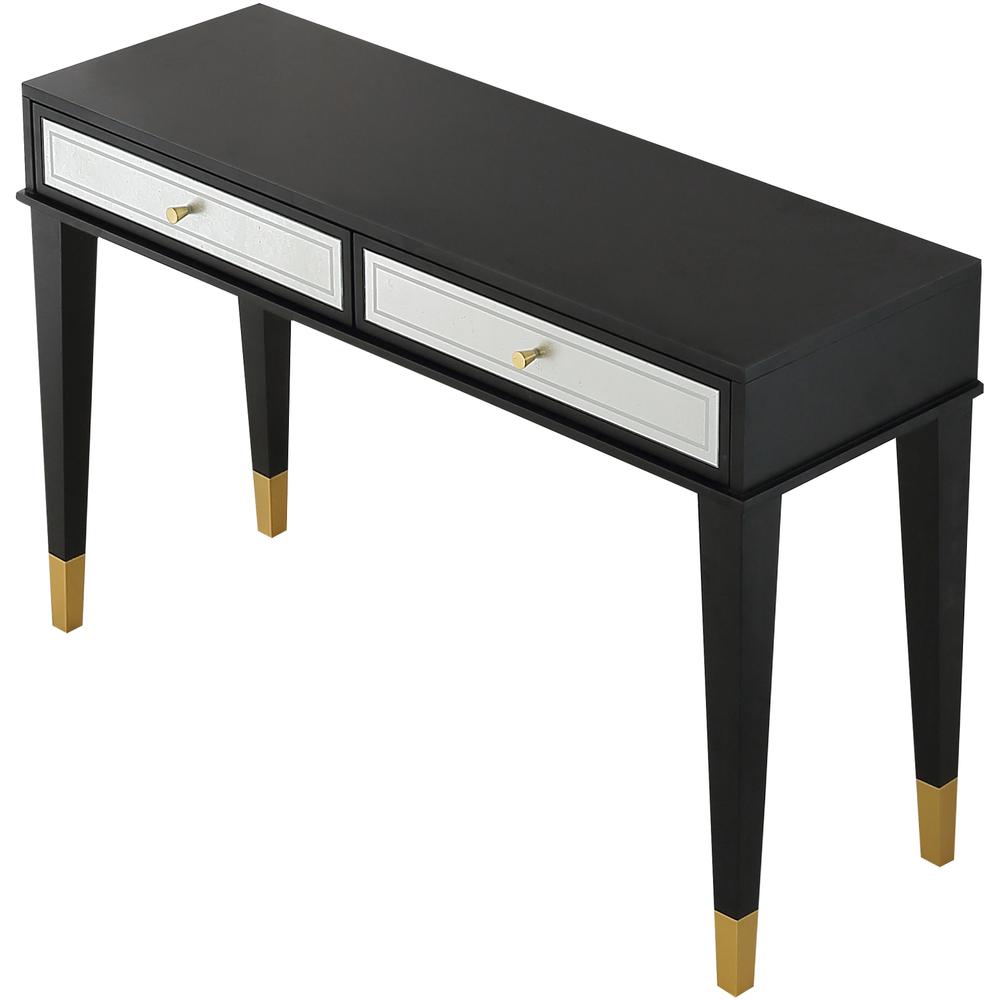 47" Black and Black and Gold Console Table With Storage. Picture 3