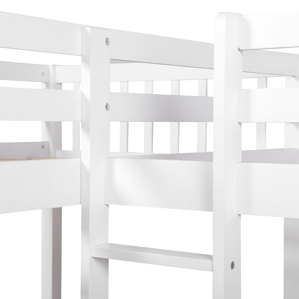 White Twin Size L Shaped Double Bunk Bed with Drawer. Picture 5