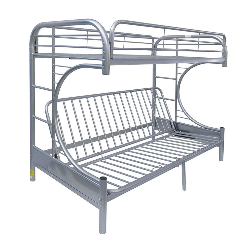 Silver Twin XL Over Queen Futon Bunk Bed. Picture 1