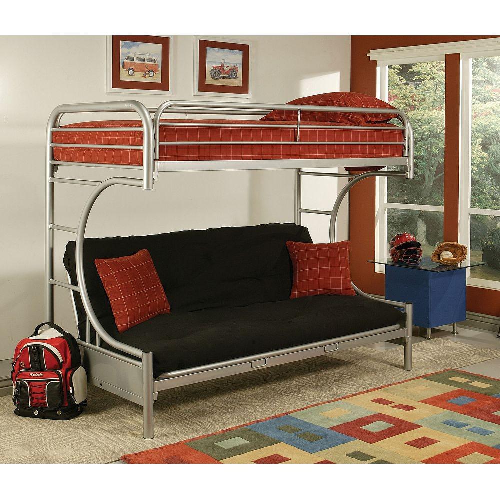 Silver Twin XL Over Queen Futon Bunk Bed. Picture 4