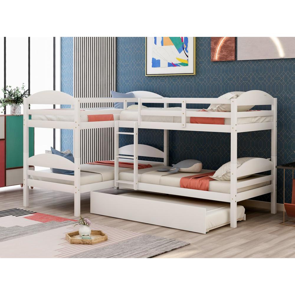 White Twin Contemporary Manufactured Wood and Solid Wood Bunk Bed. Picture 7