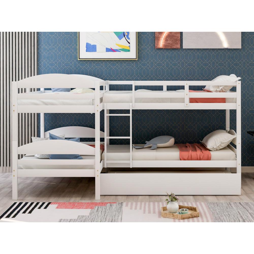 White Twin Contemporary Manufactured Wood and Solid Wood Bunk Bed. Picture 8