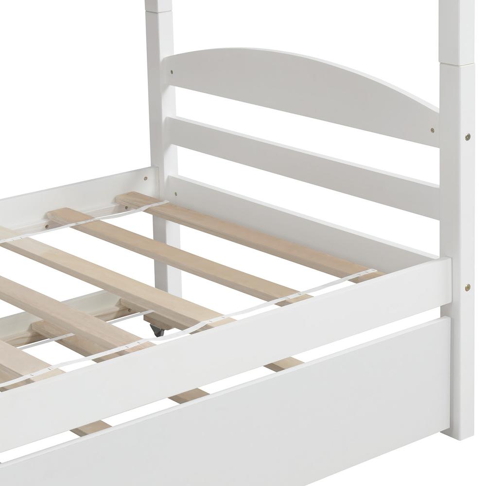 White Twin Contemporary Manufactured Wood and Solid Wood Bunk Bed. Picture 6
