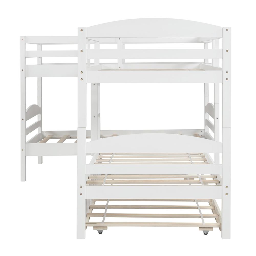 White Twin Contemporary Manufactured Wood and Solid Wood Bunk Bed. Picture 1