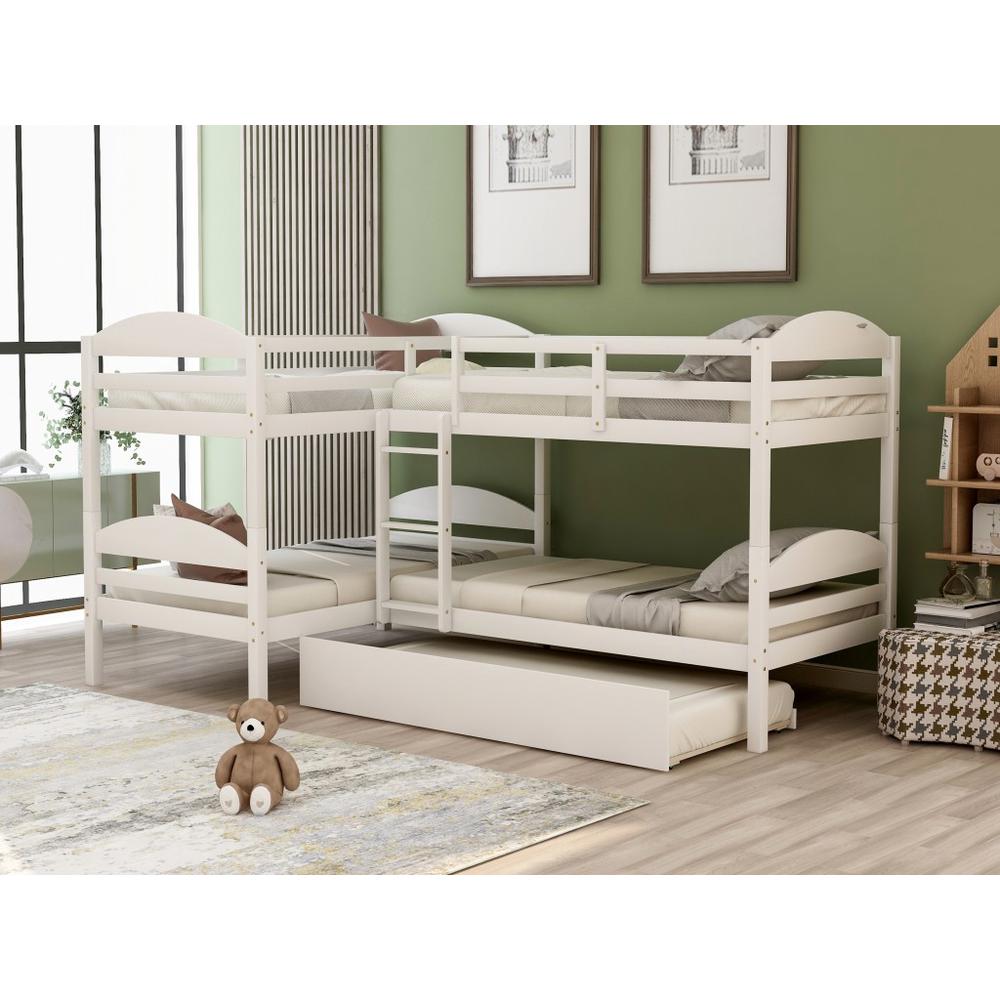 White Twin Contemporary Manufactured Wood and Solid Wood Bunk Bed. Picture 9