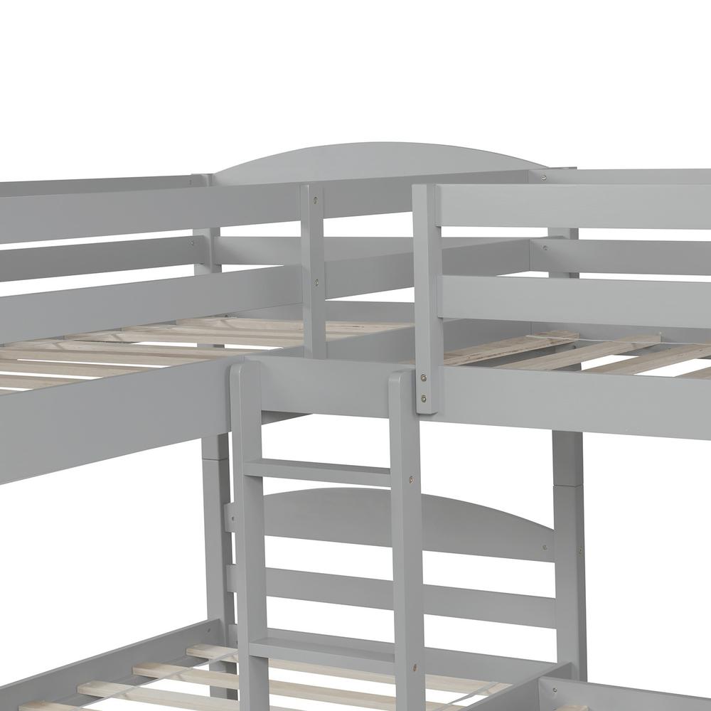 Gray Twin Contemporary Manufactured Wood and Solid Wood Bunk Bed. Picture 3