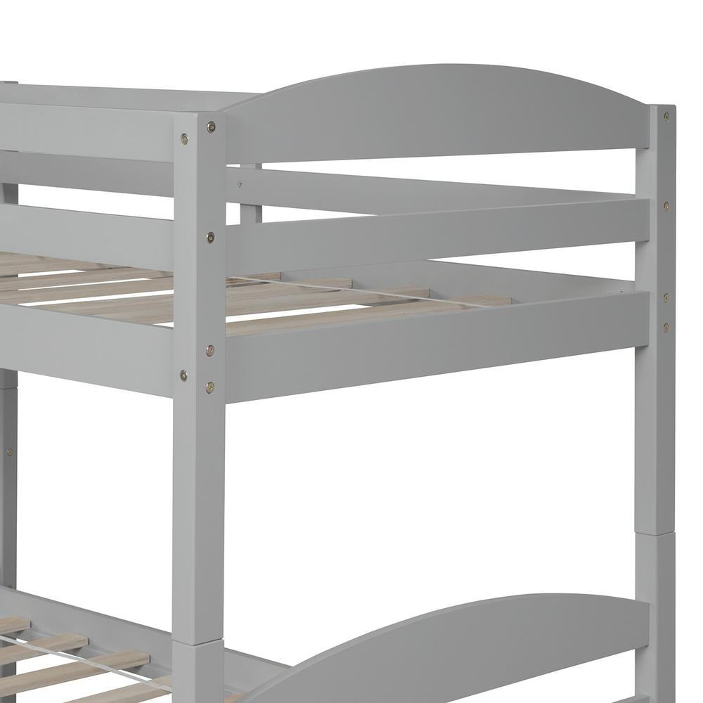 Gray Twin Contemporary Manufactured Wood and Solid Wood Bunk Bed. Picture 4