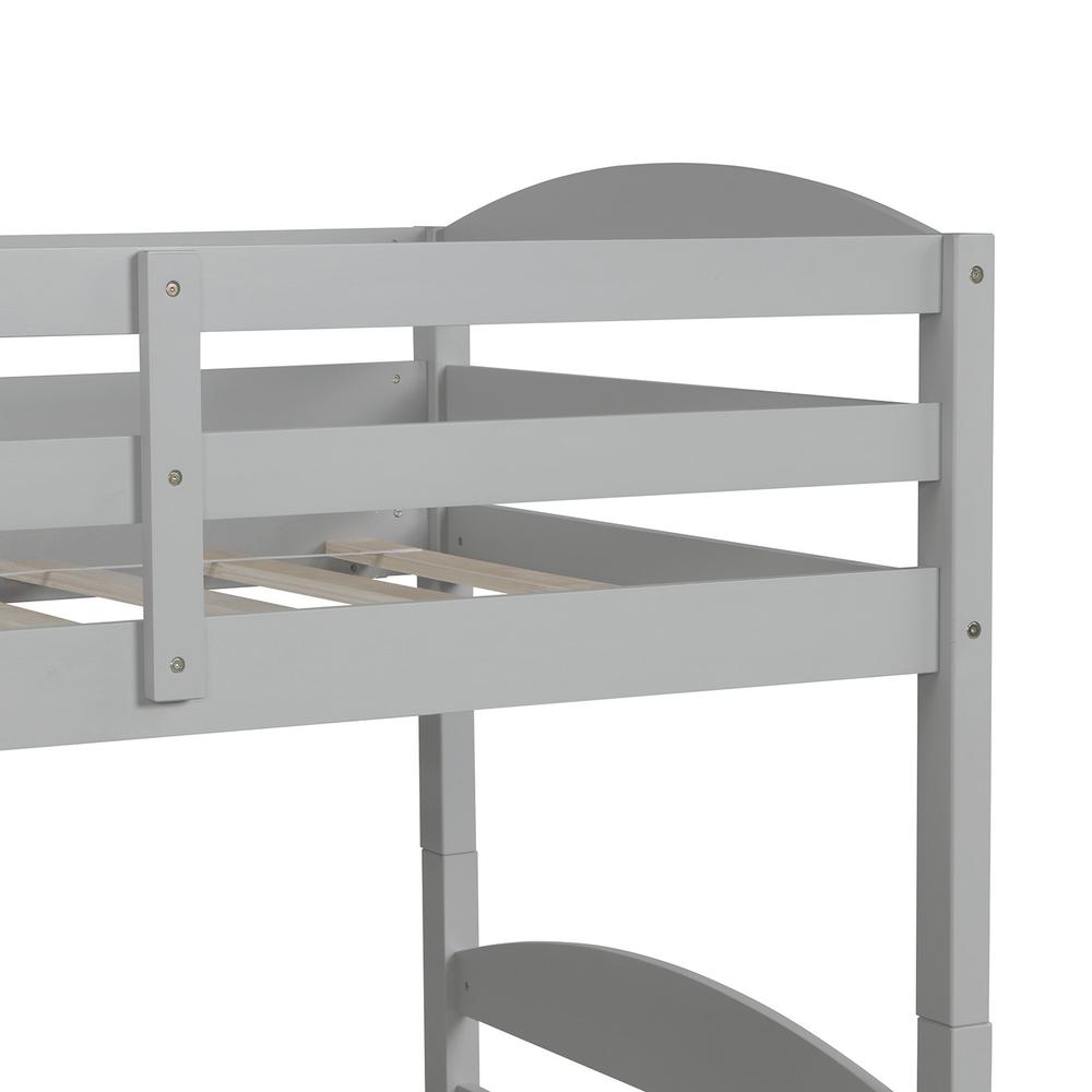 Gray Twin Contemporary Manufactured Wood and Solid Wood Bunk Bed. Picture 5