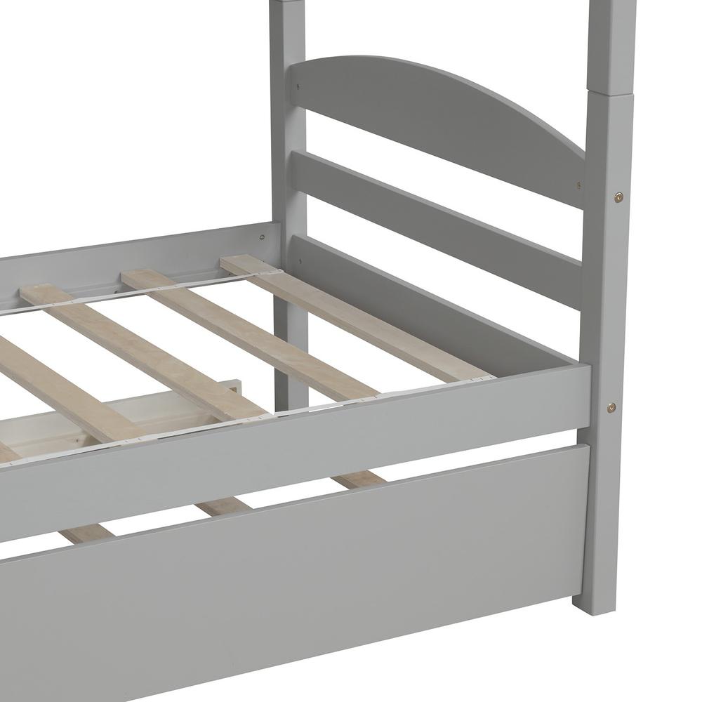Gray Twin Contemporary Manufactured Wood and Solid Wood Bunk Bed. Picture 6