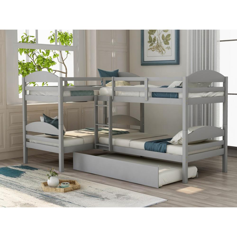 Gray Twin Contemporary Manufactured Wood and Solid Wood Bunk Bed. Picture 9