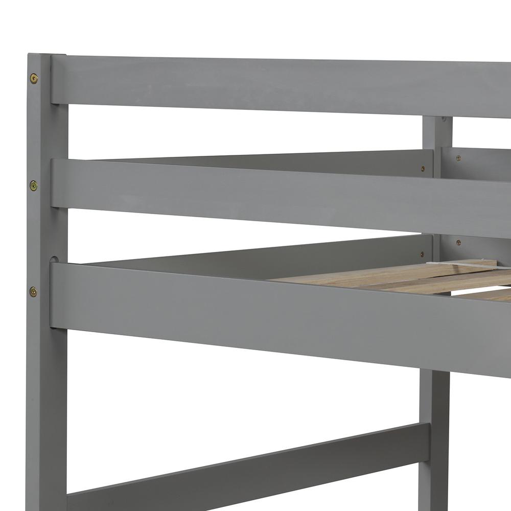 Gray Twin Over Twin Contemporary Bunk Bed With Stairs. Picture 4