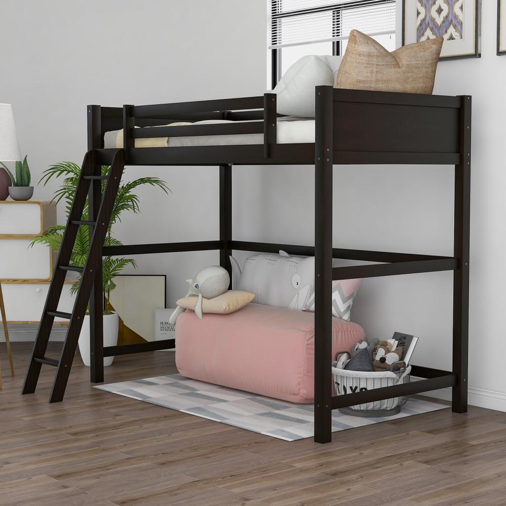 Brown Twin Size Hight Loft Bed. Picture 5