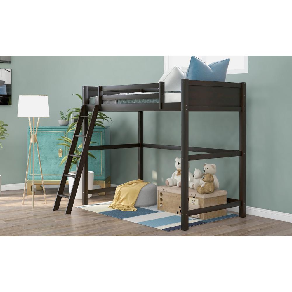 Brown Twin Size Hight Loft Bed. Picture 7