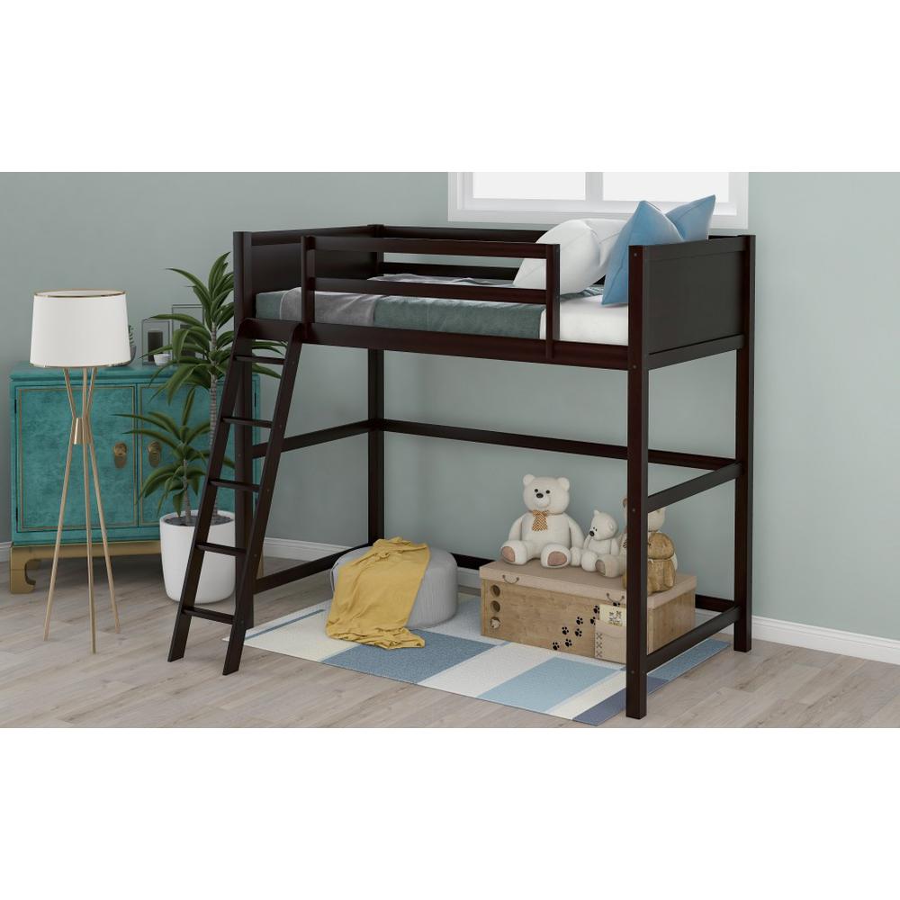 Brown Twin Size Hight Loft Bed. Picture 8