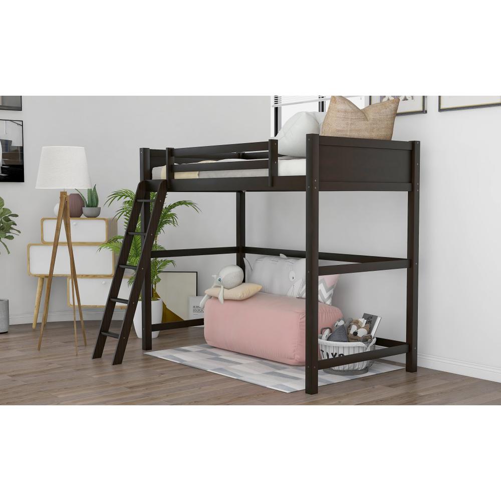 Brown Twin Size Hight Loft Bed. Picture 9
