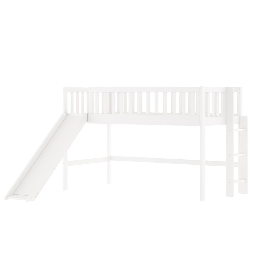 White Twin Traditional Manufactured Wood and Solid Wood Bunk Bed. Picture 1