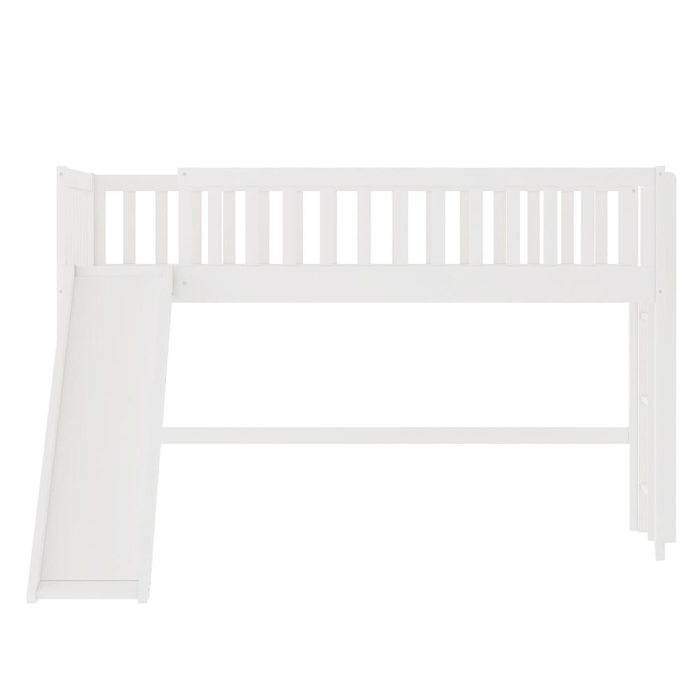 White Twin Traditional Manufactured Wood and Solid Wood Bunk Bed. Picture 3