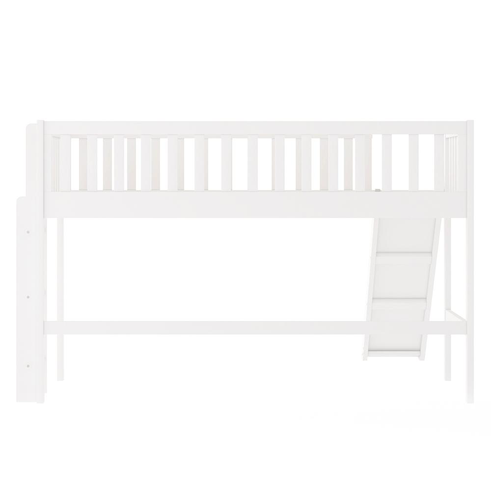 White Twin Traditional Manufactured Wood and Solid Wood Bunk Bed. Picture 4