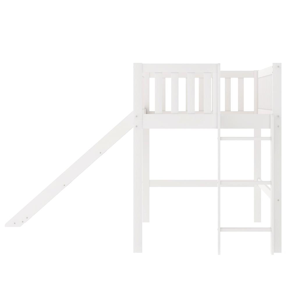 White Twin Traditional Manufactured Wood and Solid Wood Bunk Bed. Picture 5