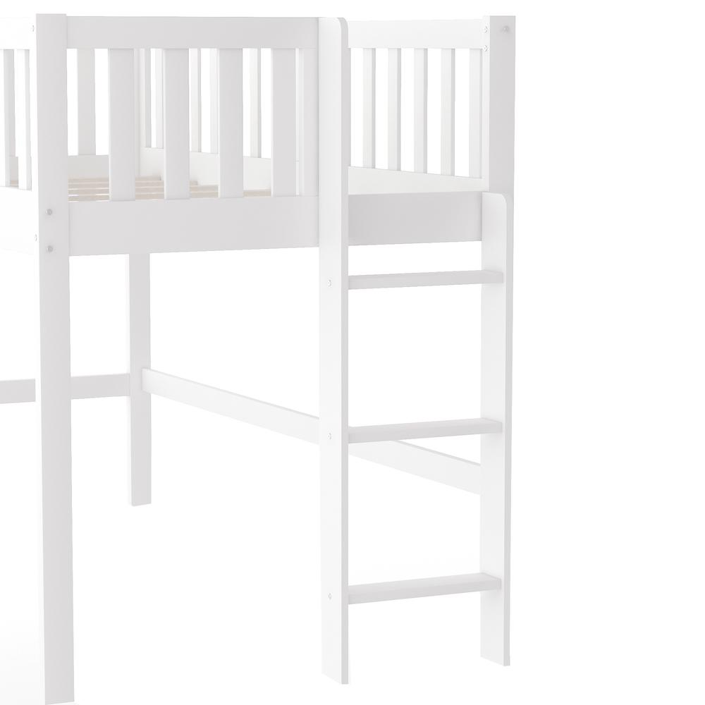 White Twin Traditional Manufactured Wood and Solid Wood Bunk Bed. Picture 6