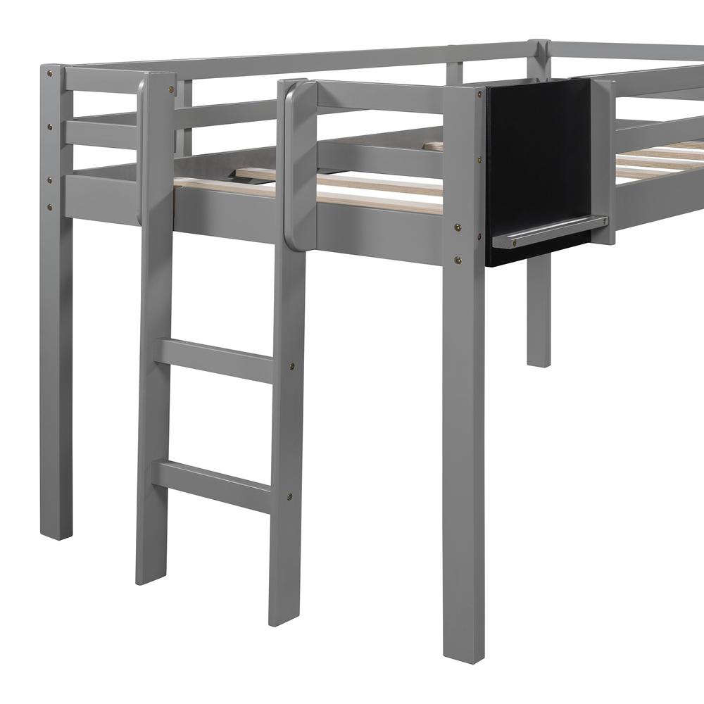 Gray Twin Loft Bed Bed Chalkboard and Slide. Picture 6