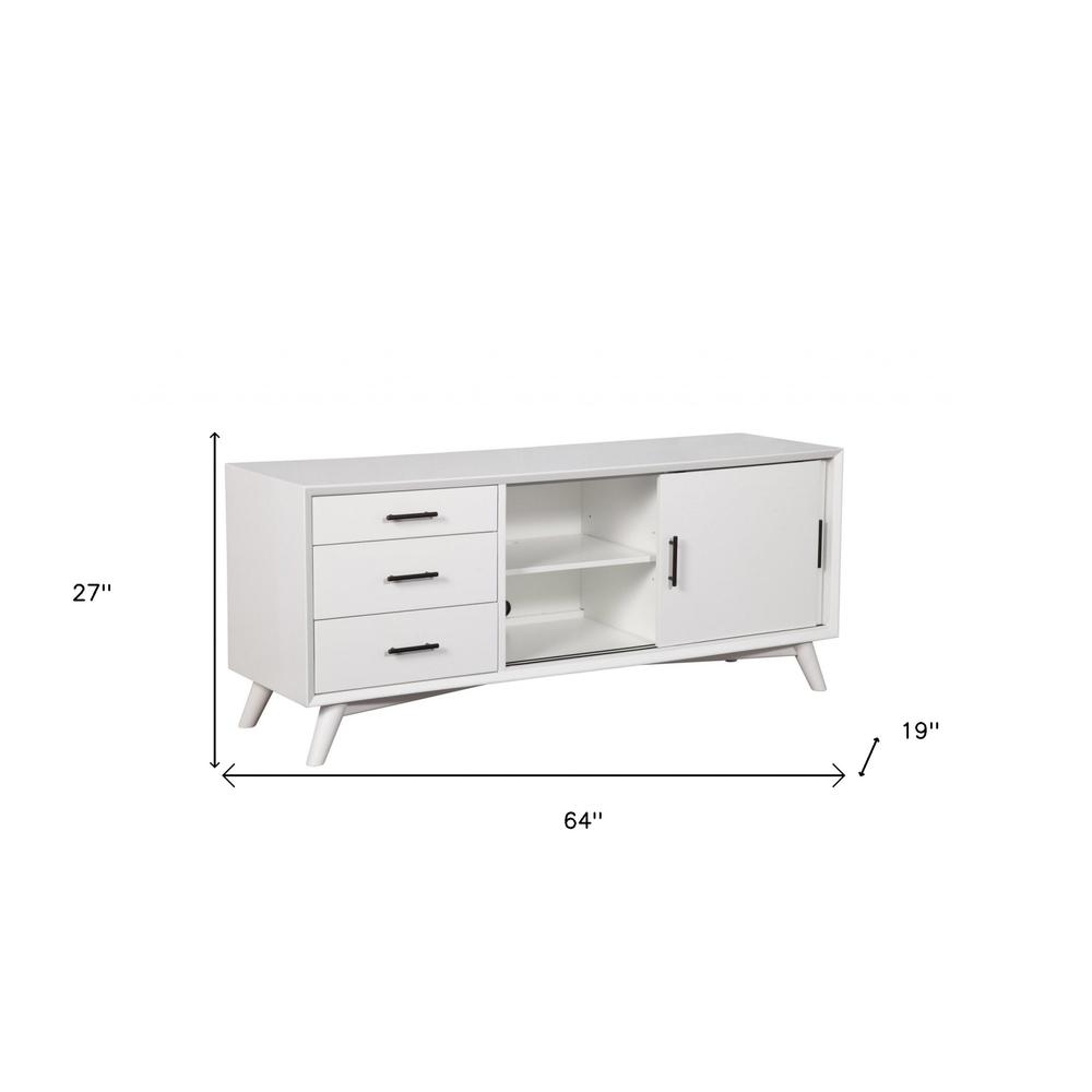 64" White Mahogany Solids Okoume And Veneer Open Shelving TV Stand. Picture 9