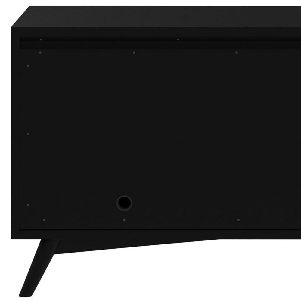 64" Black Mahogany Solids Okoume And Veneer Open Shelving TV Stand. Picture 9