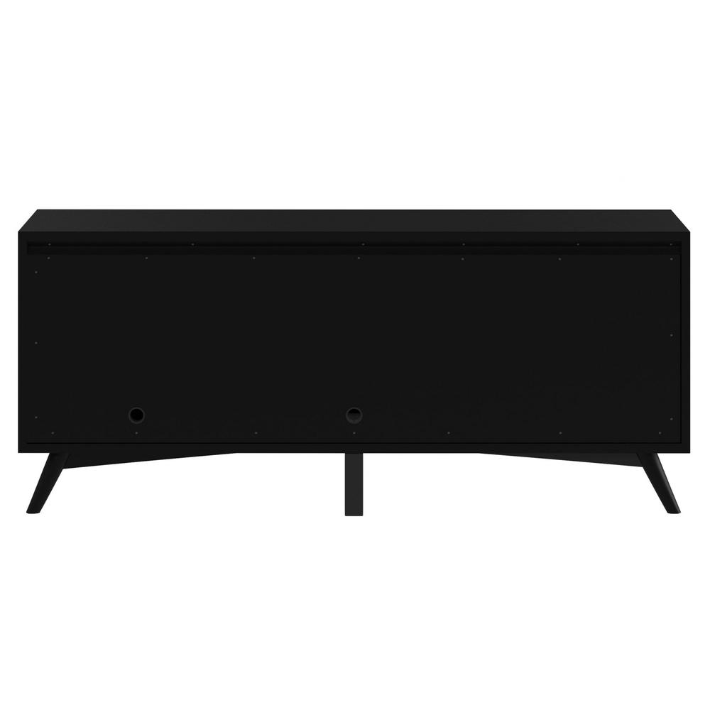 64" Black Mahogany Solids Okoume And Veneer Open Shelving TV Stand. Picture 1