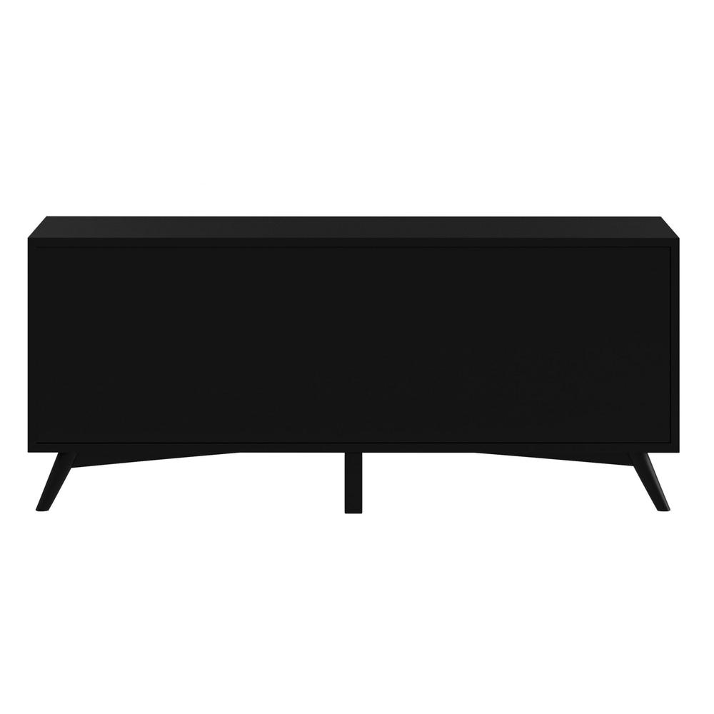 64" Black Mahogany Solids Okoume And Veneer Open Shelving TV Stand. Picture 5